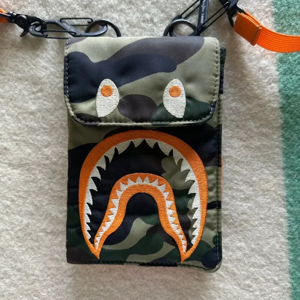 A Bathing Ape Bape X Porter Shark Camo Crossbody Bag Travel Case